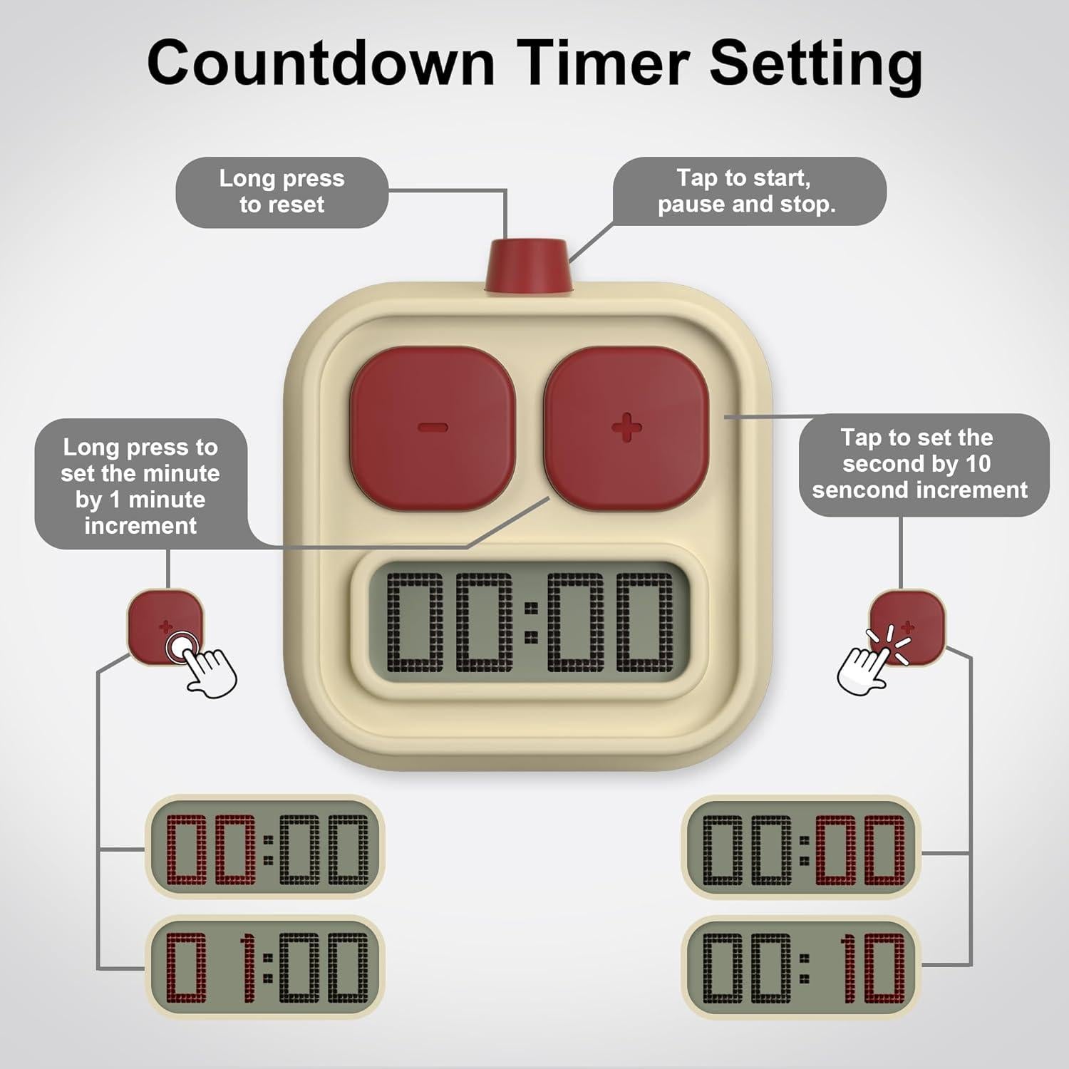 Temporizador Digital KADAMS Amarillo para Cocina y Aula