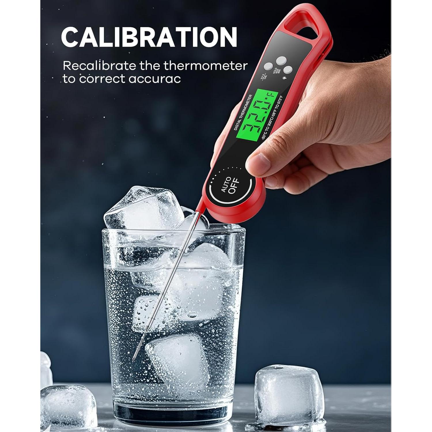 Termómetro Digital de Carne SILVLF Rojo, Lectura Instantánea, IPX7