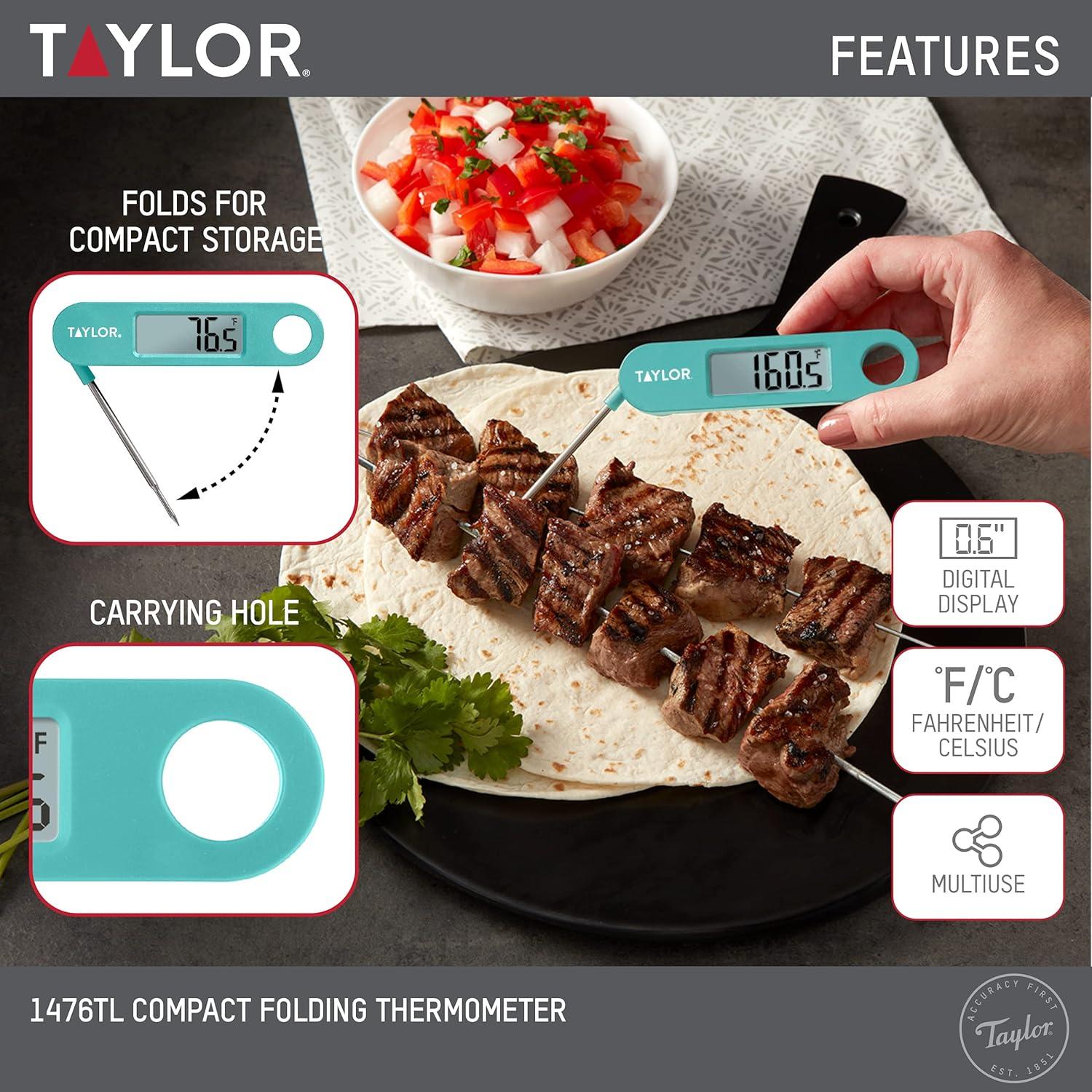 Termómetro Digital de Cocina Taylor 1476TL Sonda Plegable LCD