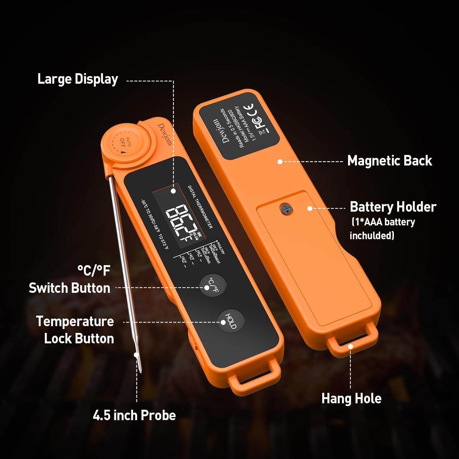 Termómetro Digital de Carne Hongkang Mandarina IP67 0.6s