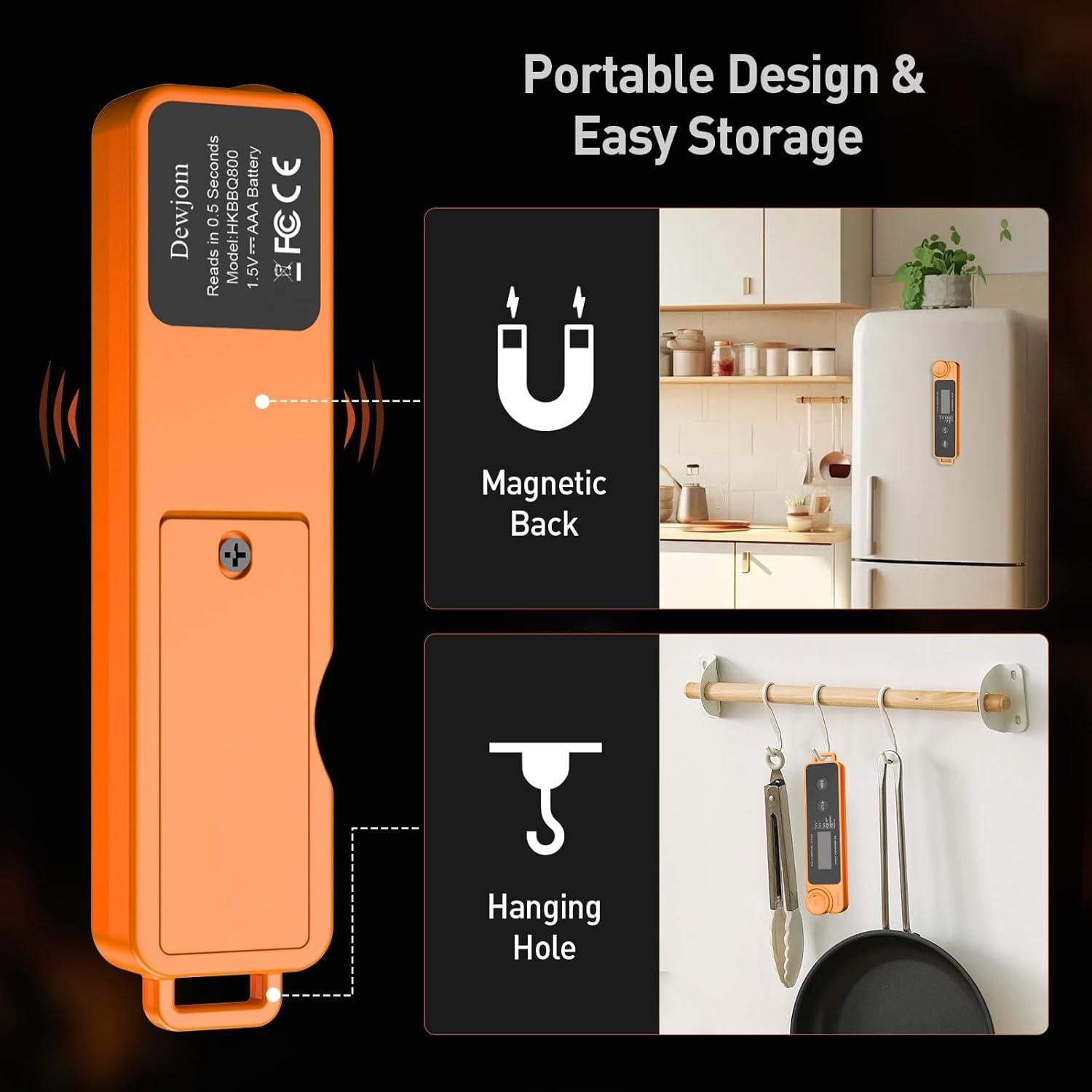 Termómetro Digital de Carne Hongkang Mandarina IP67 0.6s