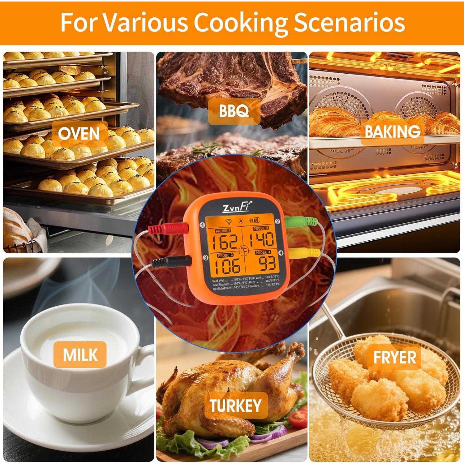 Termómetro Digital Inalámbrico de Carne Shenzhen ZF-155 LCD