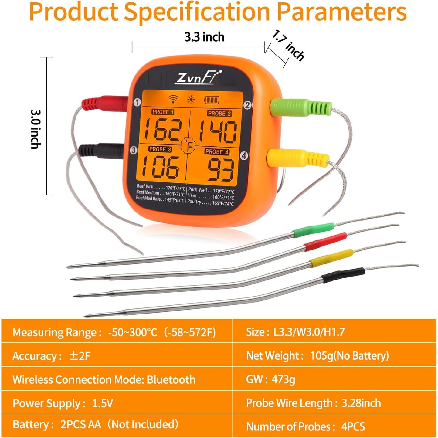Termómetro Digital Inalámbrico de Carne Shenzhen ZF-155 LCD