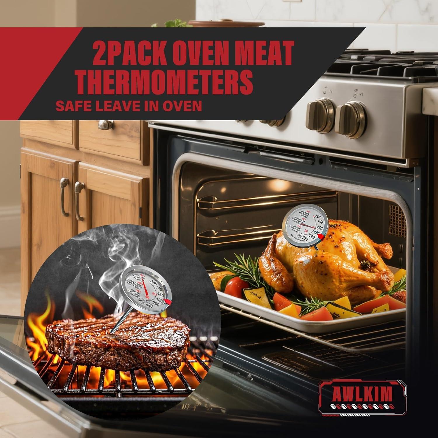 AWLKIM Termómetro de Carne Digital y Mecánico - Paquete de 3