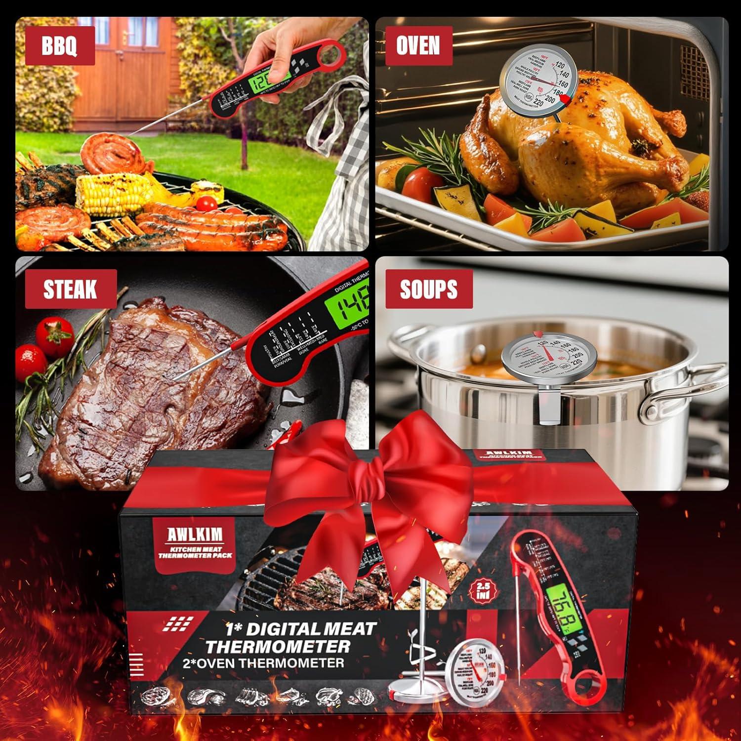 AWLKIM Termómetro de Carne Digital y Mecánico - Paquete de 3