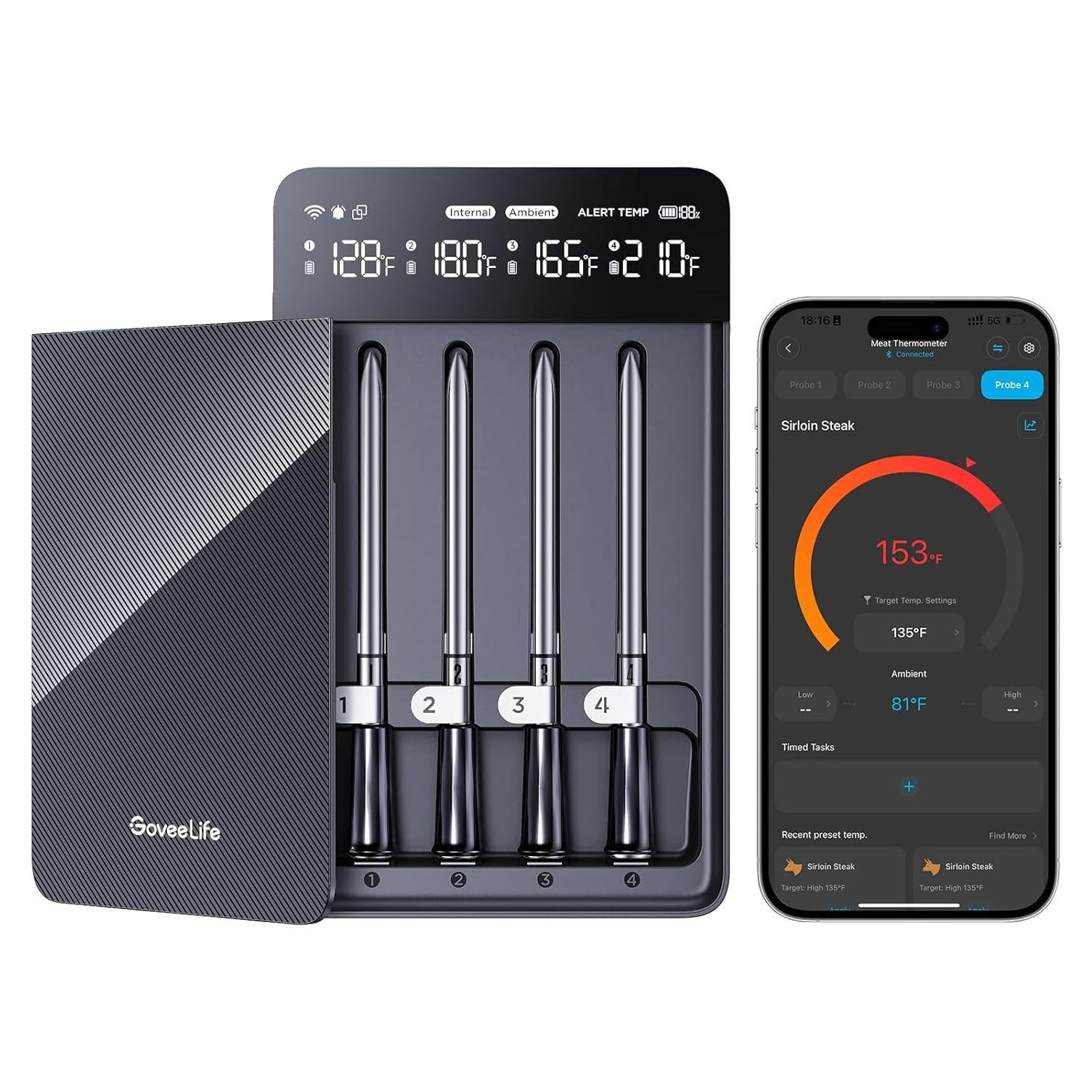 Termómetro Digital Inalámbrico GoveeLife con 4 Probetas