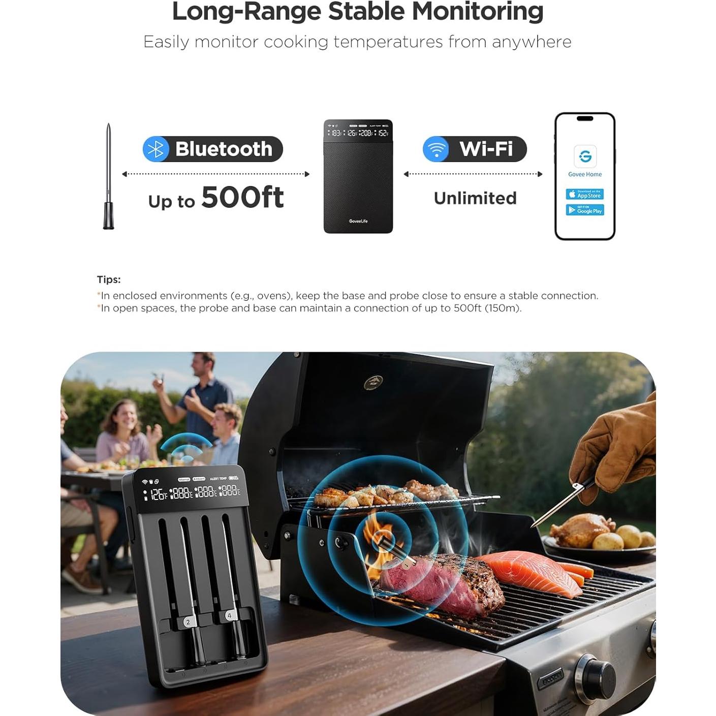 Termómetro Digital Inalámbrico GoveeLife con 4 Probetas