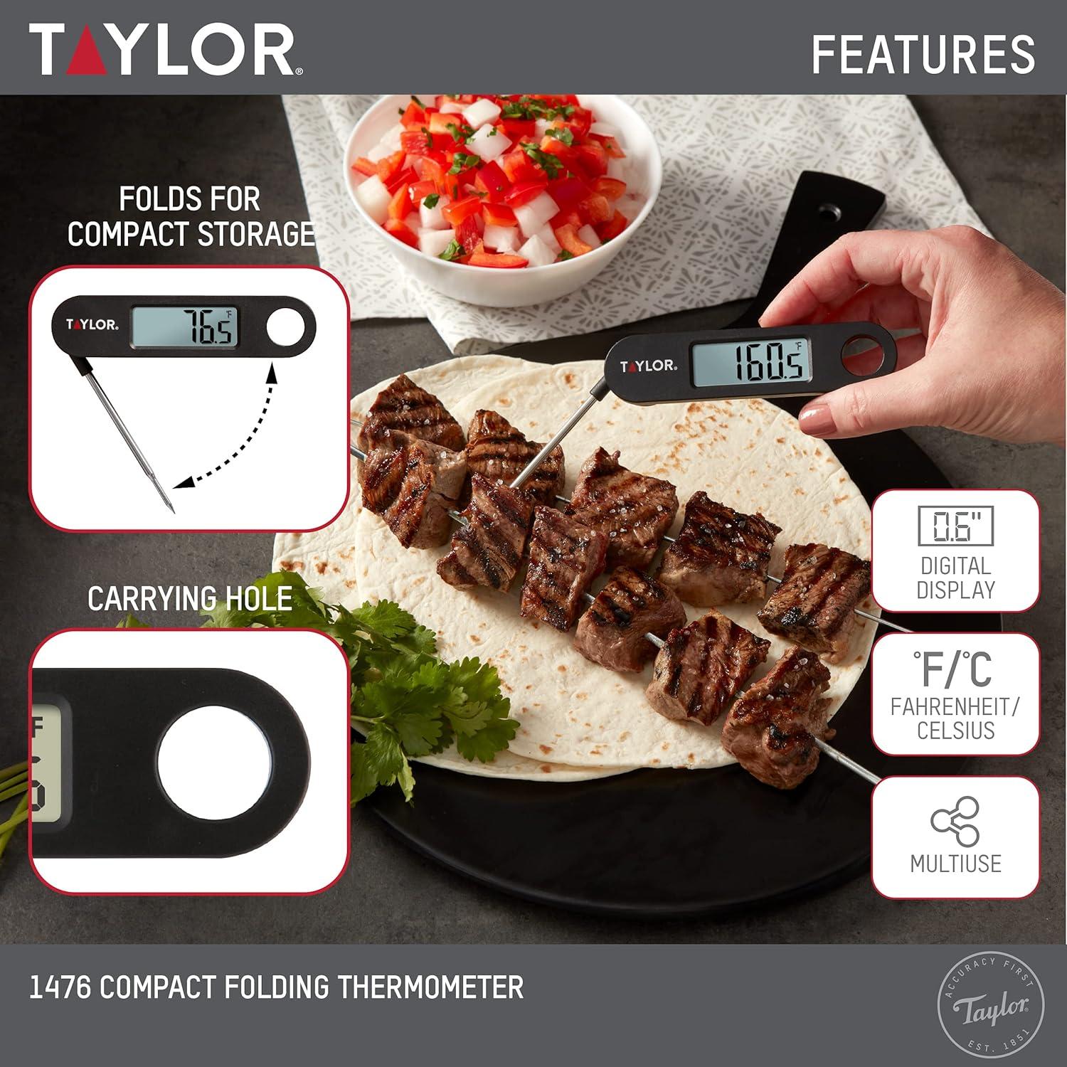 Termómetro Digital Instantáneo Taylor 1476 para Cocina BBQ Plegable