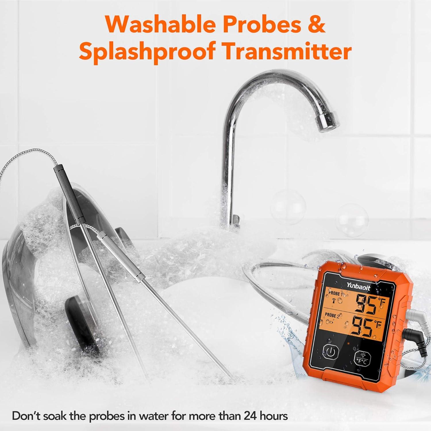 Termómetro de Carne Inalámbrico Yunbaoit YB9182, Doble Sonda 300°C