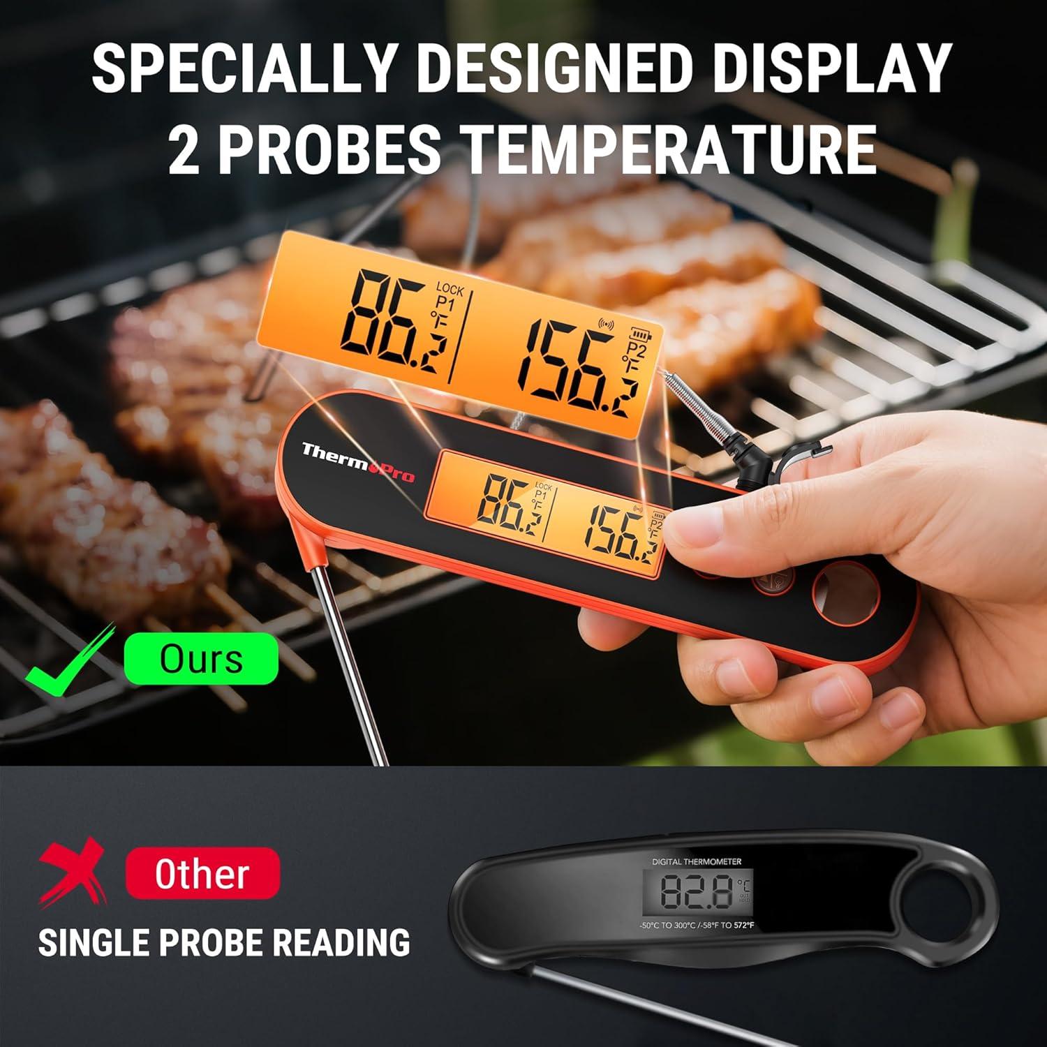 Termómetro de carne ThermoPro con 2 sondas y alarma