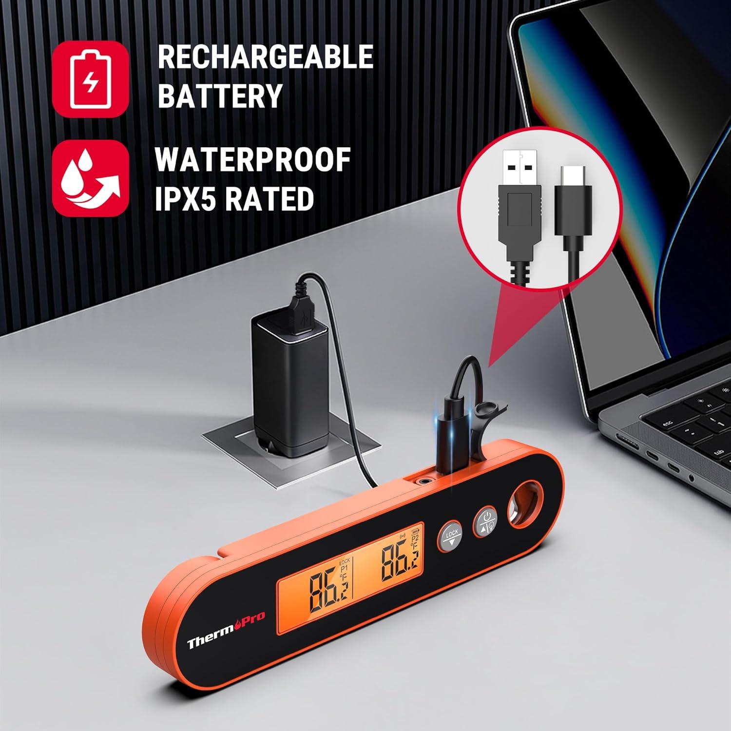 Termómetro de carne ThermoPro con 2 sondas y alarma