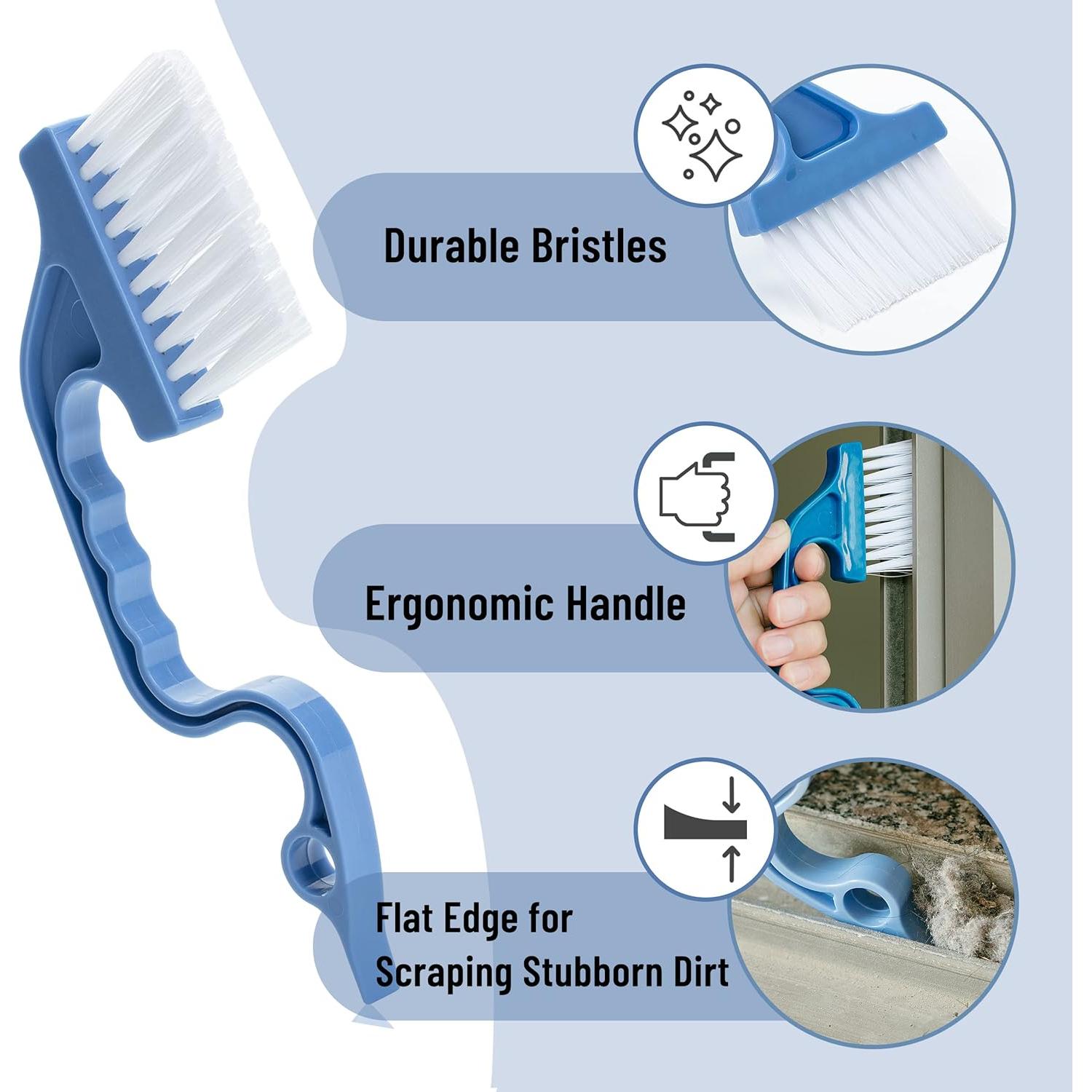 Cepillo de Limpieza de Rieles de Ventana Slick - 2 Unidades, Ergonómico