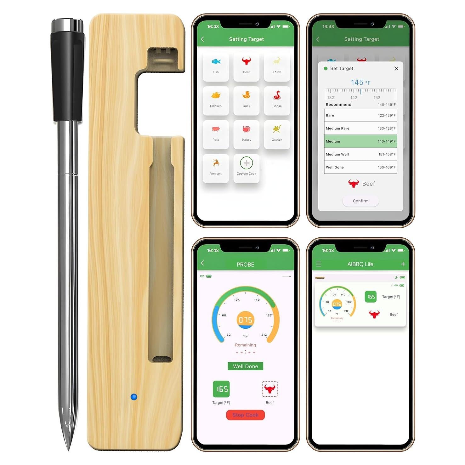 Termómetro de Carne Digital Grill Sync Inalámbrico Bluetooth