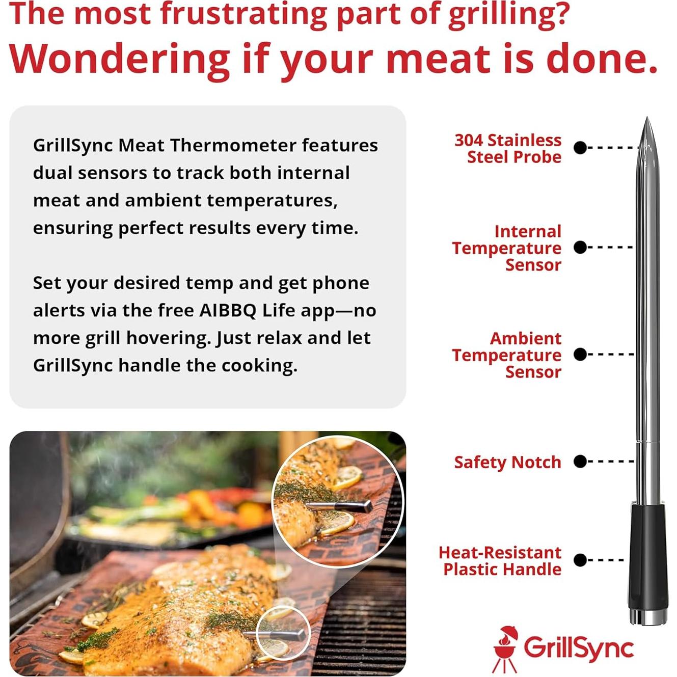 Termómetro de Carne Digital Grill Sync Inalámbrico Bluetooth