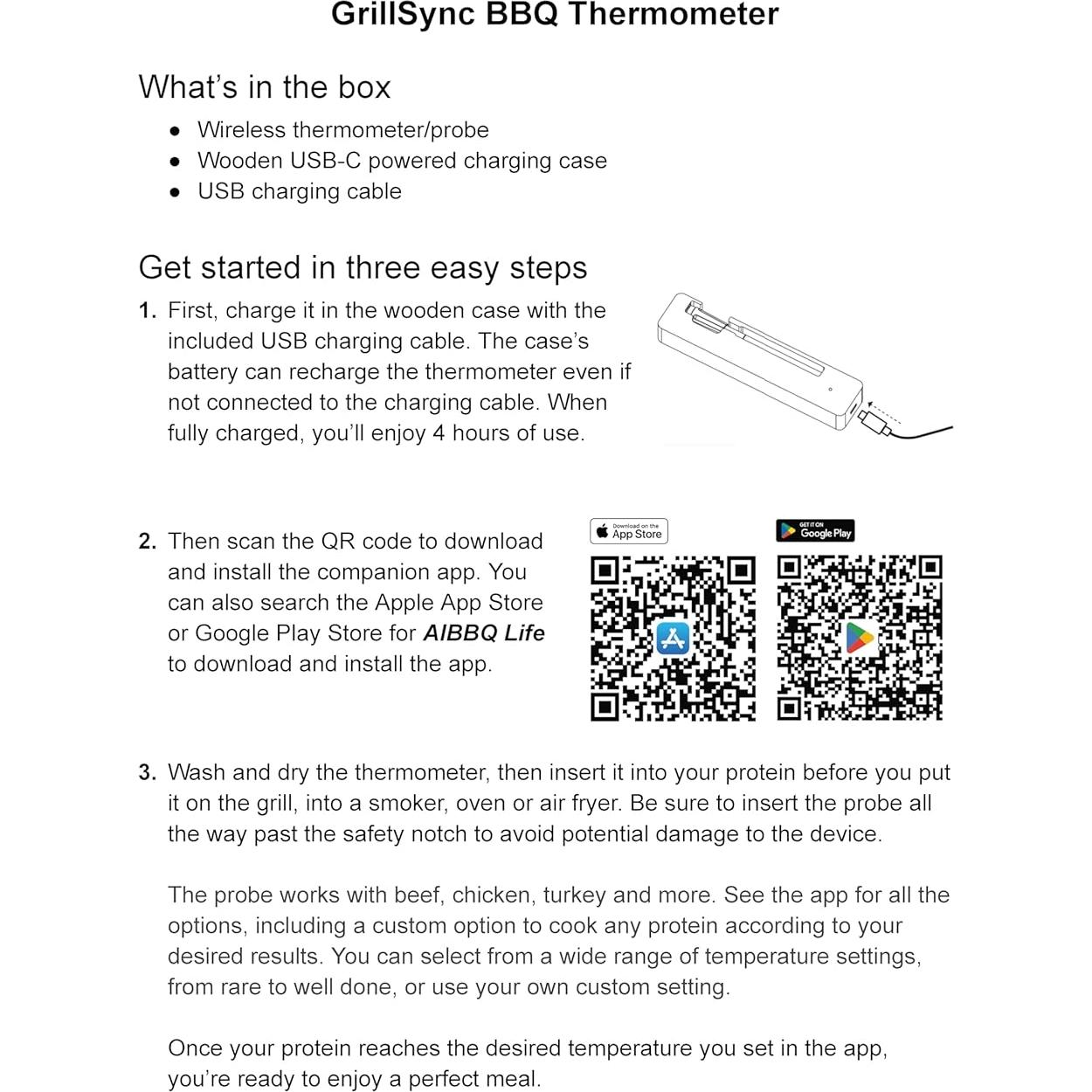Termómetro de Carne Digital Grill Sync Inalámbrico Bluetooth