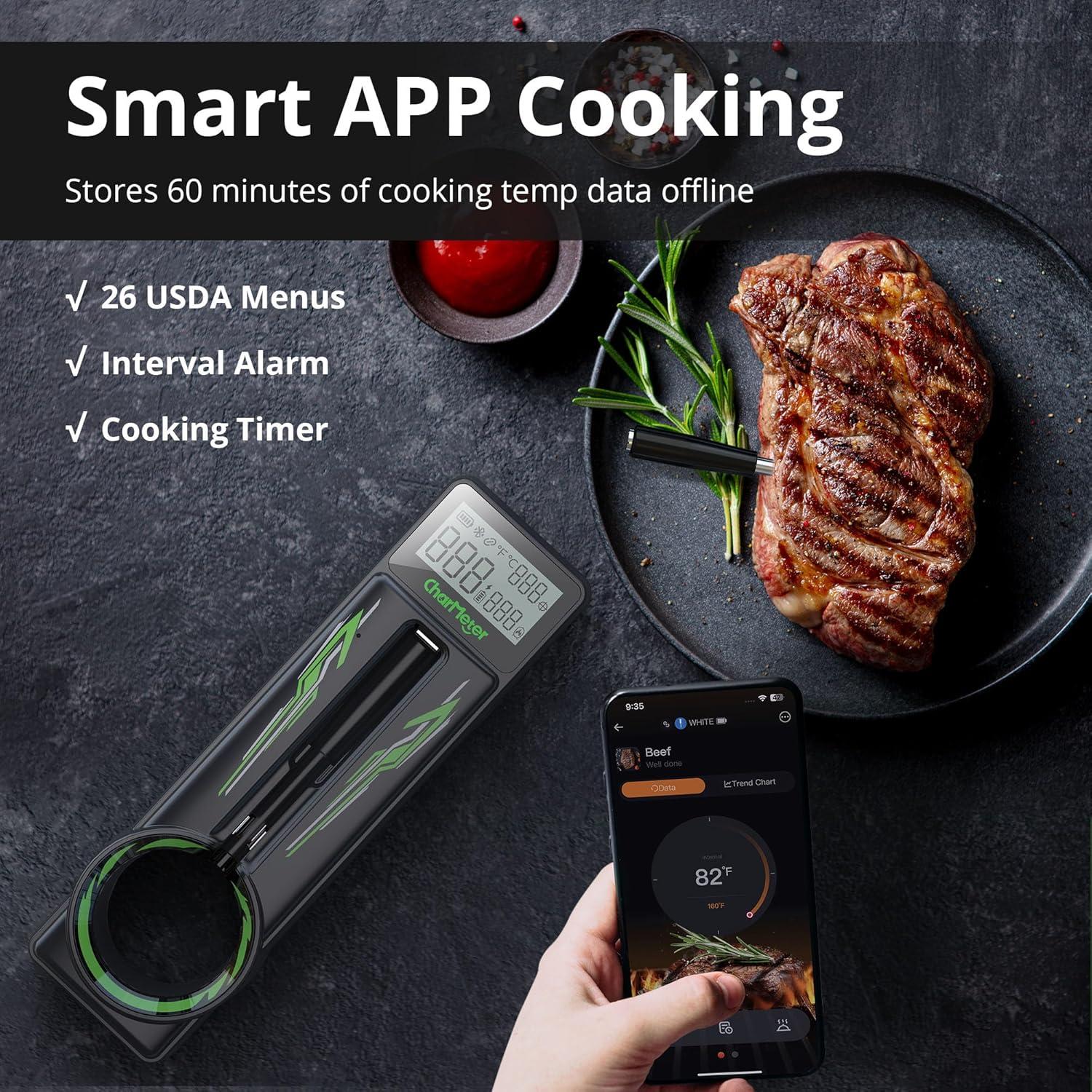 Termómetro de Carne Inalámbrico CharMeter con Sonda Ultra Fina