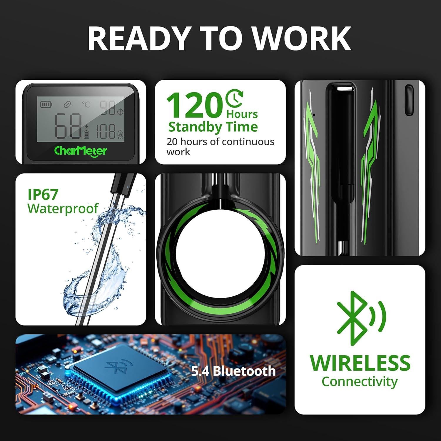 Termómetro de Carne Inalámbrico CharMeter con Sonda Ultra Fina