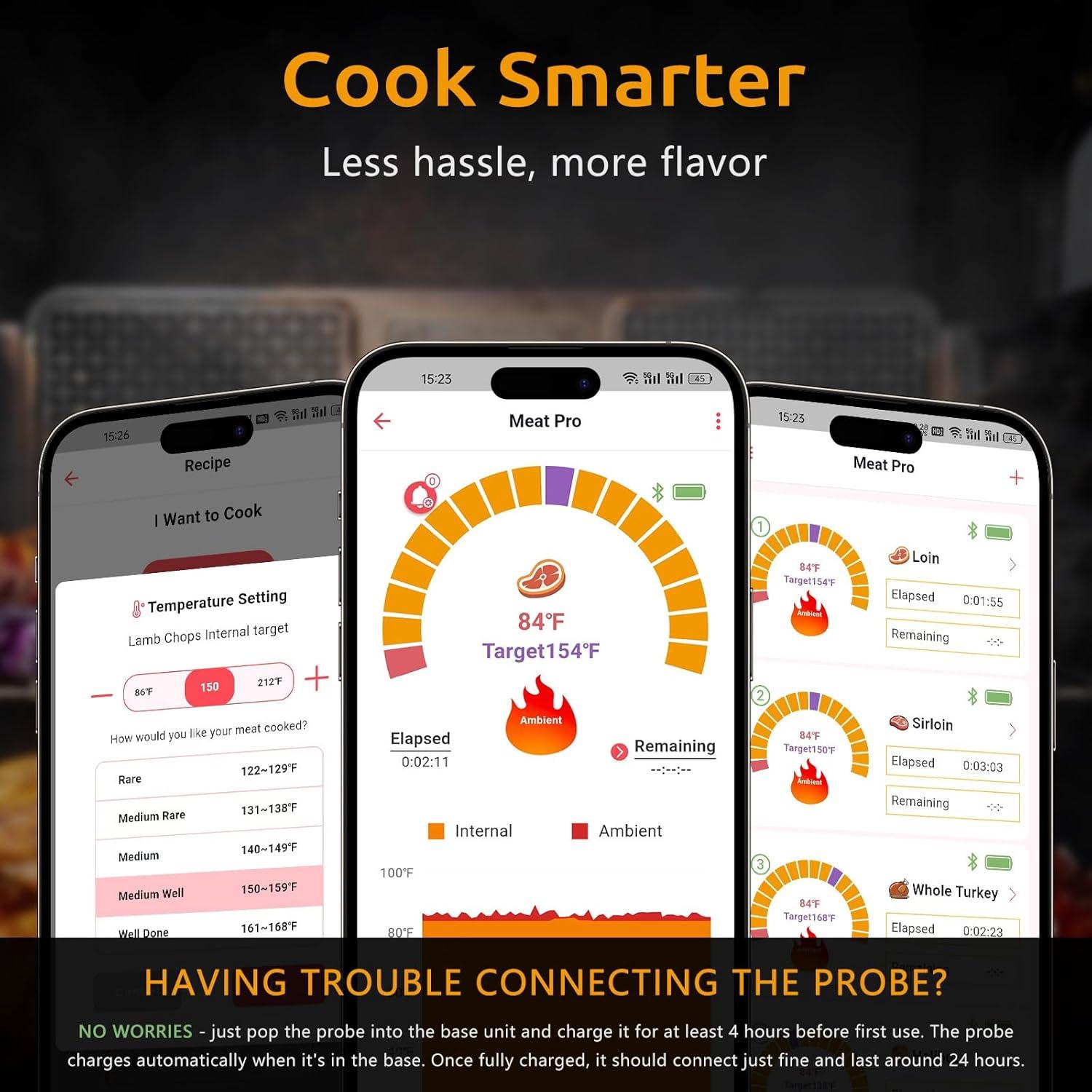 Termómetro Digital Inalámbrico DECADE MTRD-01 con 4 Probes