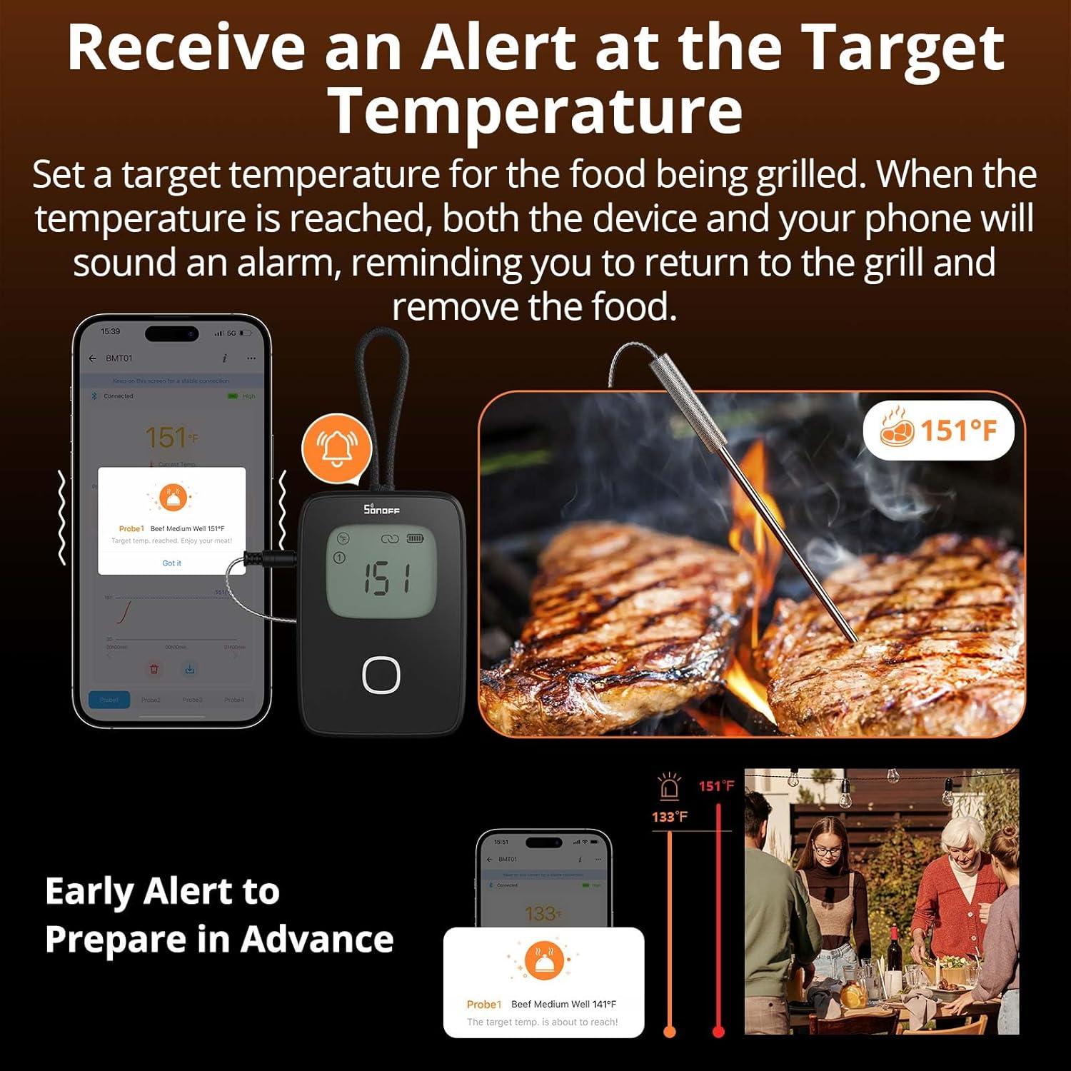 Termómetro de Carne SONOFF BMT01 Inalámbrico con 2 Sondas