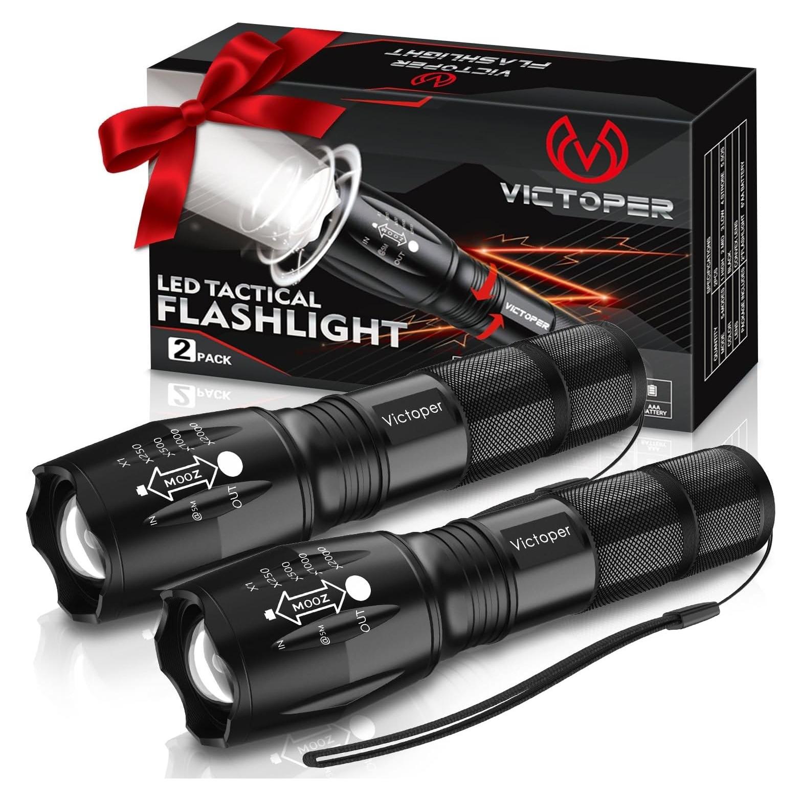 Linterna LED Táctica Victoper 2 Paquete 200m 5 Modos Impermeable