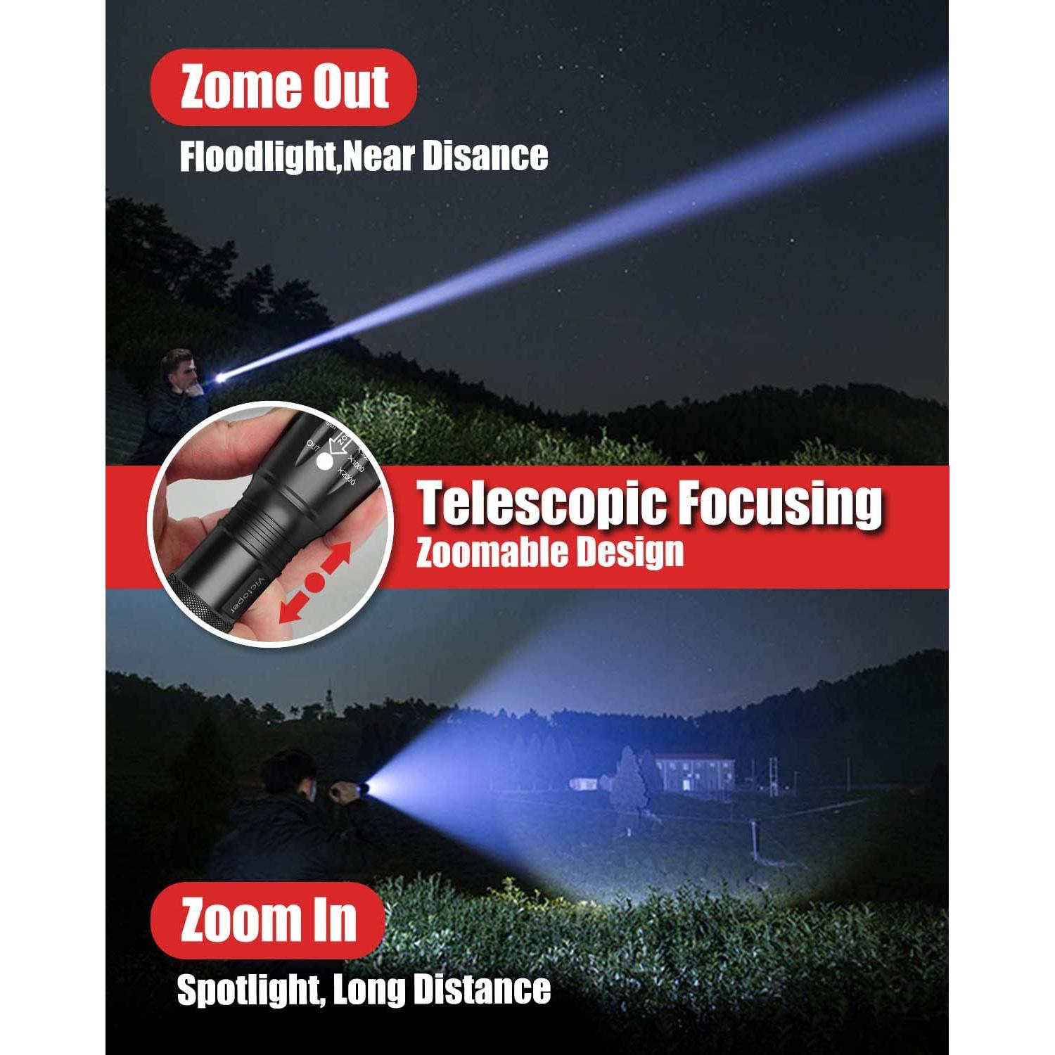 Linterna LED Táctica Victoper 2 Paquete 200m 5 Modos Impermeable