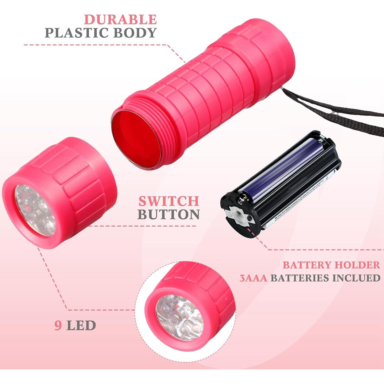 48 Mini Linternas LED Rossesay con 144 Baterías AAA - Colores