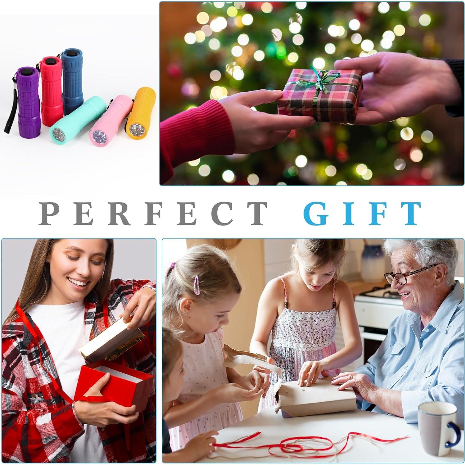 48 Mini Linternas LED Rossesay con 144 Baterías AAA - Colores