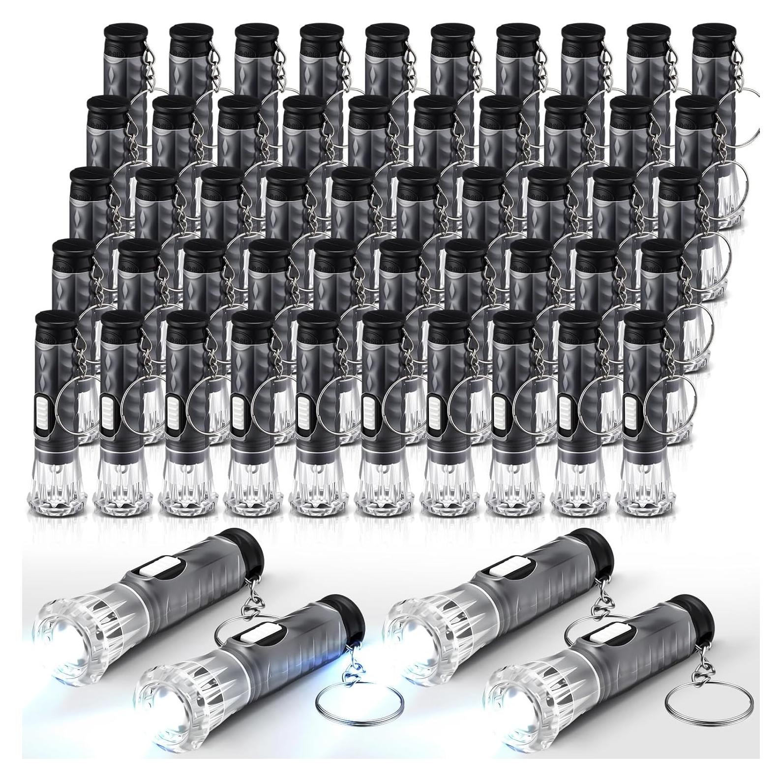 50 Mini Linternas Llaveros Jexine LED Portátiles Negras