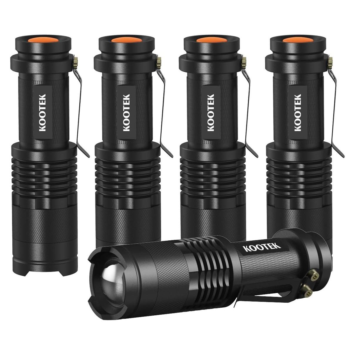 Linterna LED Kootek Mini 300 Lúmenes 5 Piezas Resistente al Agua