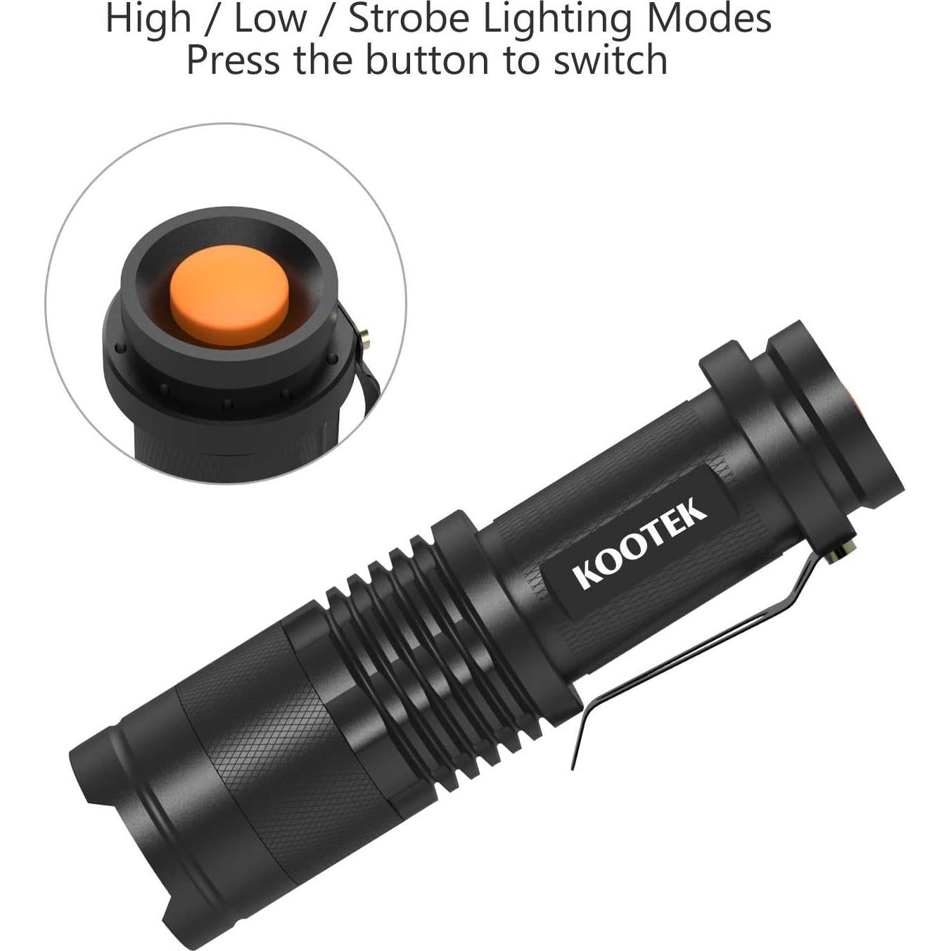 Linterna LED Kootek Mini 300 Lúmenes 5 Piezas Resistente al Agua