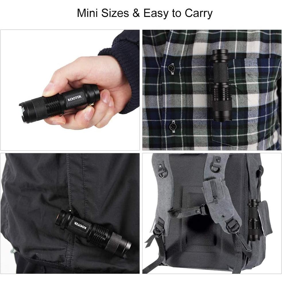 Linterna LED Kootek Mini 300 Lúmenes 5 Piezas Resistente al Agua