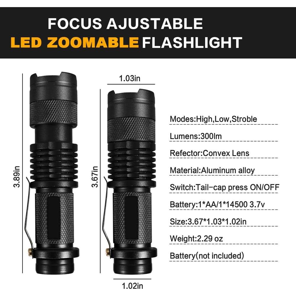 Paquete de 3 Linternas LED MVIOCS 200 Lúmenes Rojo Verde Azul