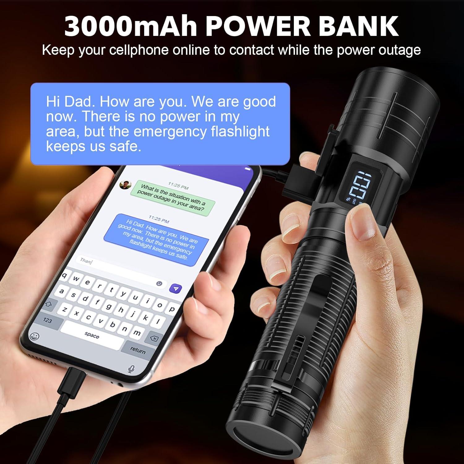 Linterna LED Recargable AdamStar 20000 Lumen IPX5 3000mAh