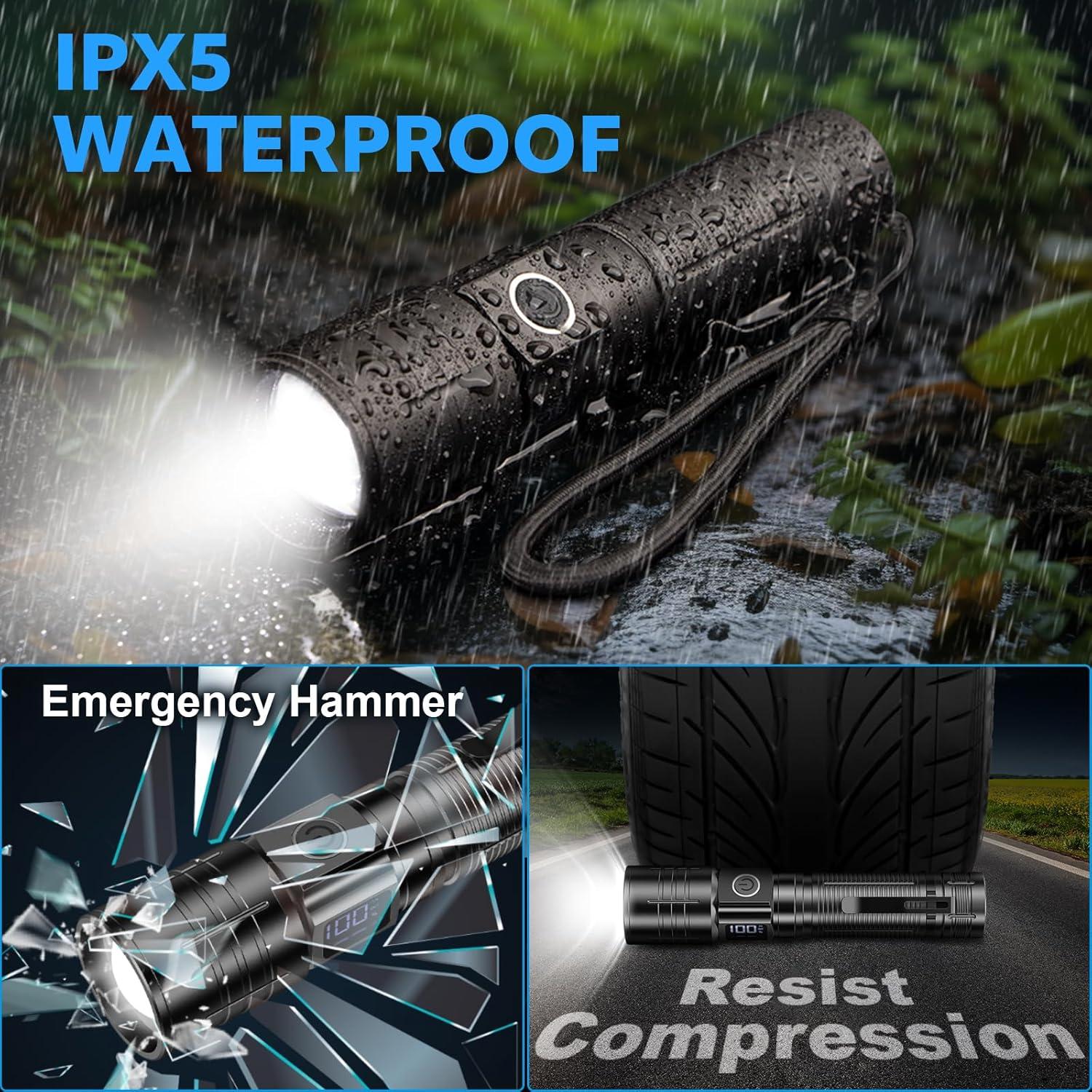 Linterna LED Recargable AdamStar 20000 Lumen IPX5 3000mAh