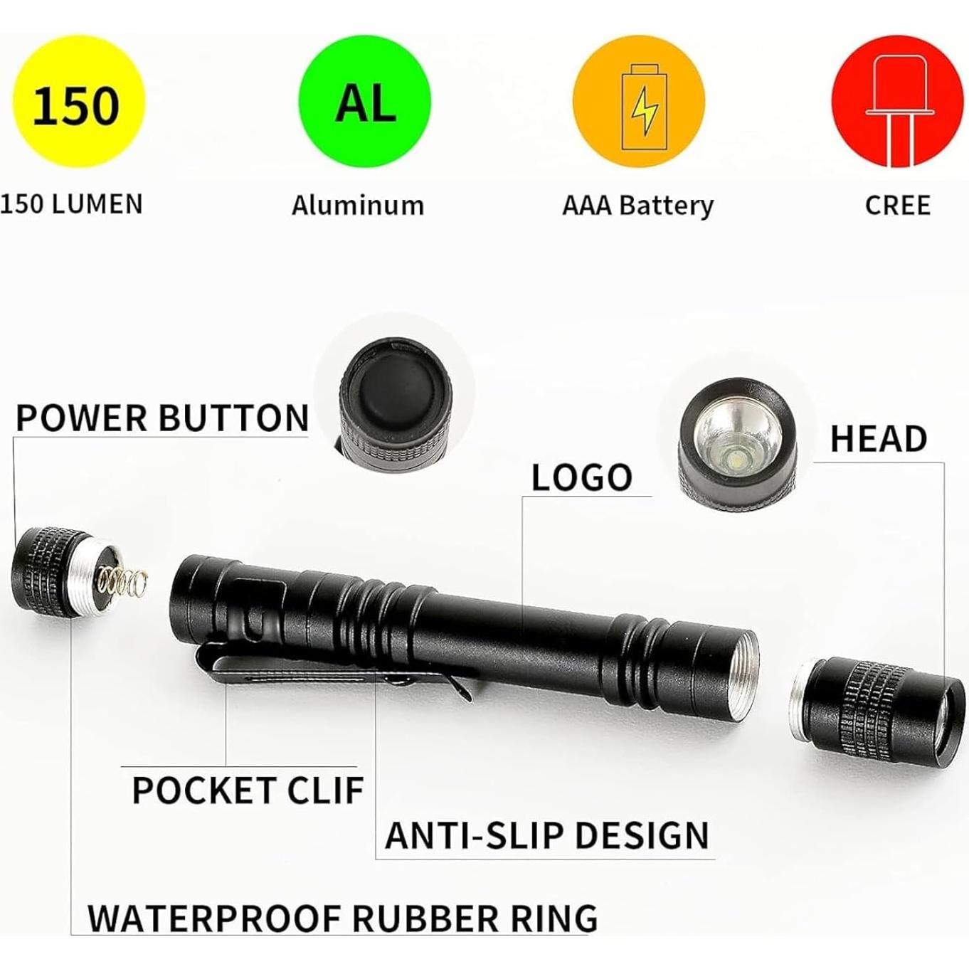 Linterna de bolígrafo Kemaily 150 lúmenes portátil impermeable