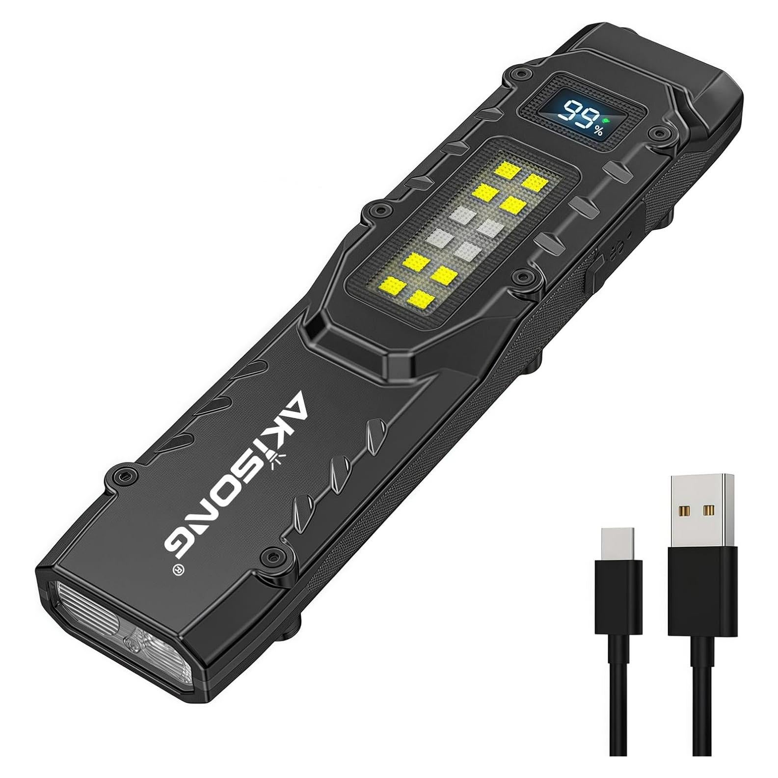 Linterna Táctica EDC AKISONG 1200 Lúmenes Recargable USB-C