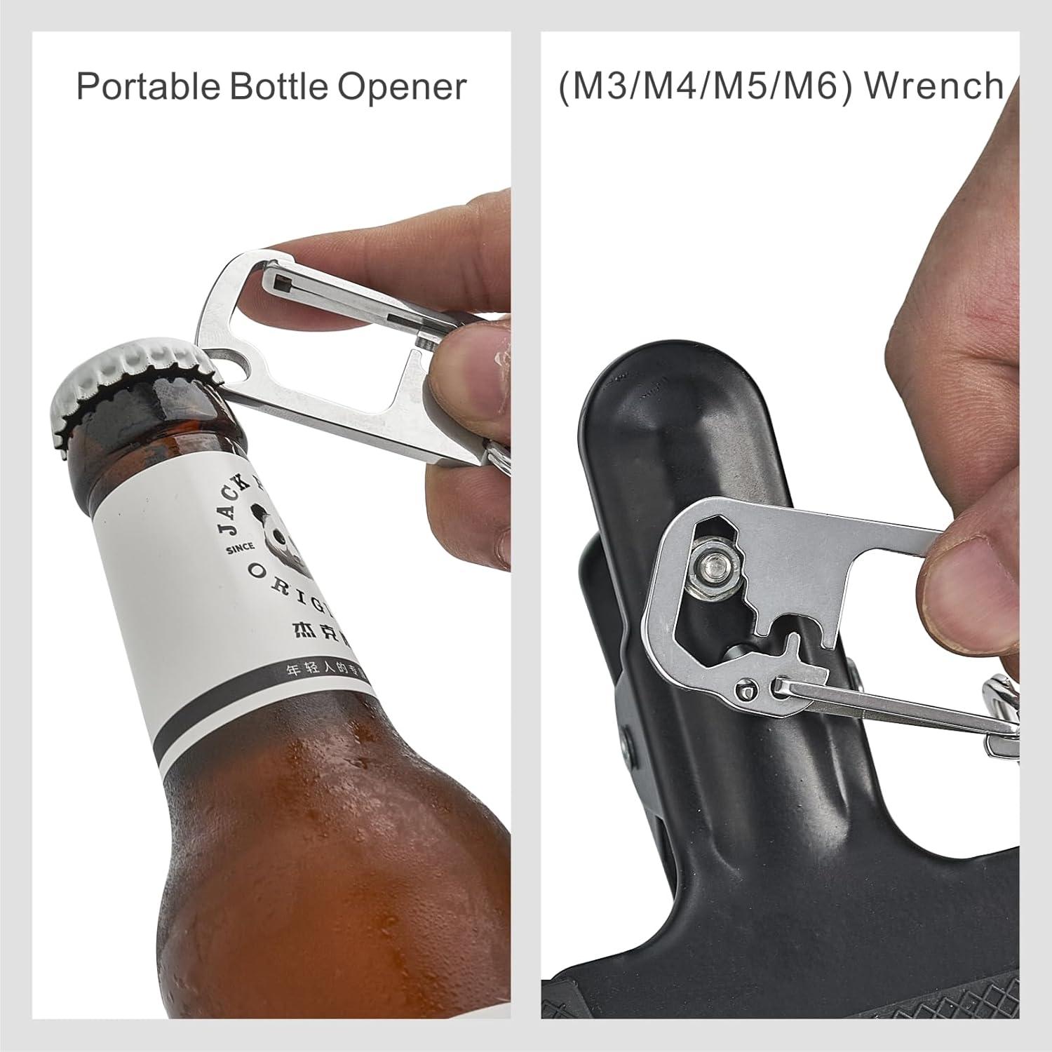 Llave de Carabiner Noopel con Abrebotellas y 4 Llaves Allen