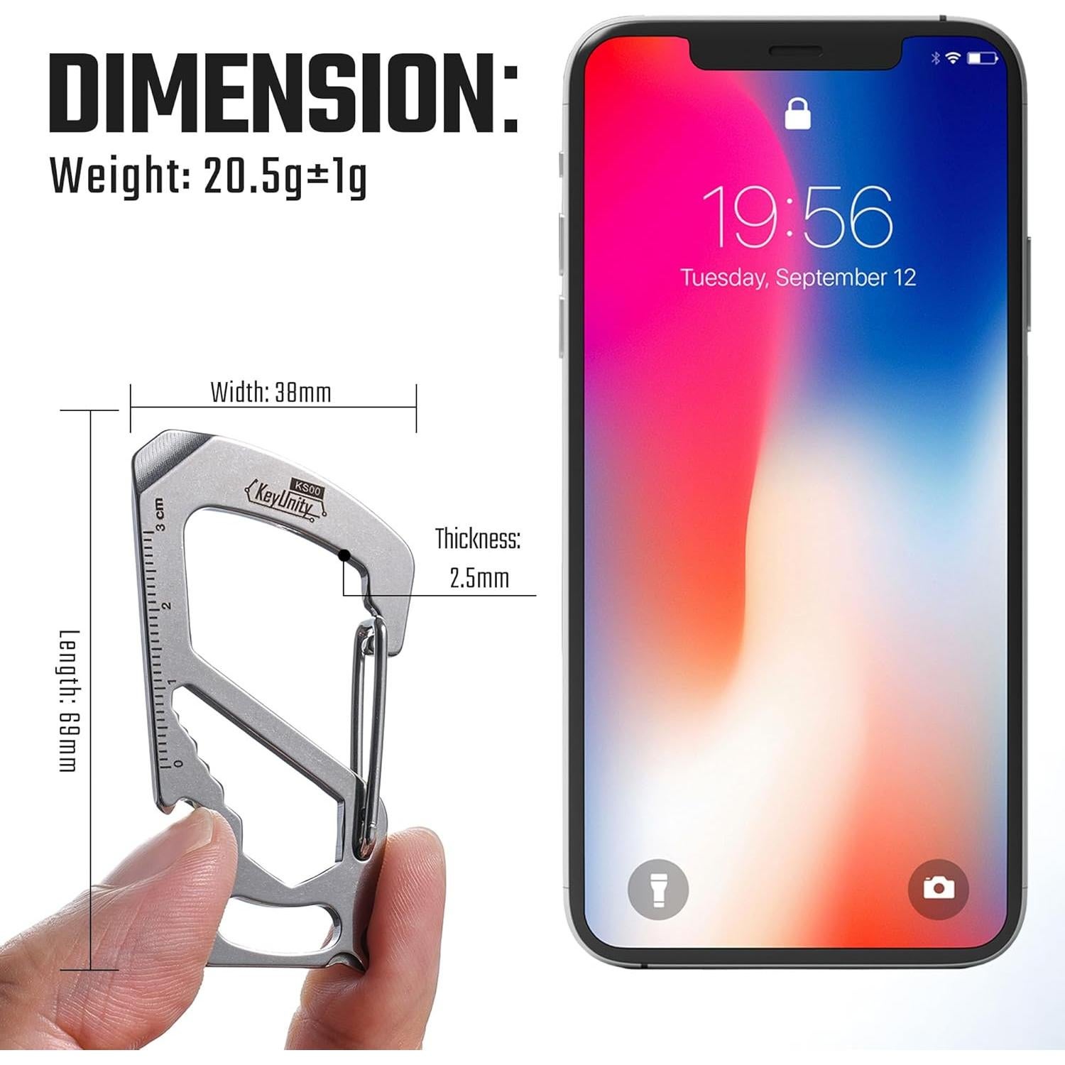 Multiherramienta Clip Carabiner KeyUnity KS00 Acero Inoxidable 7 en 1