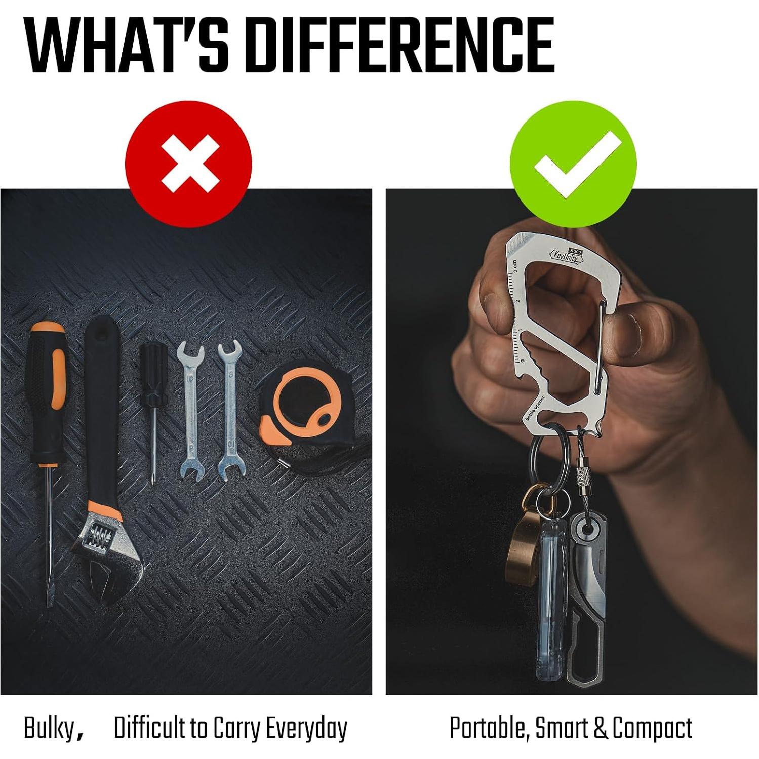 Multiherramienta Clip Carabiner KeyUnity KS00 Acero Inoxidable 7 en 1