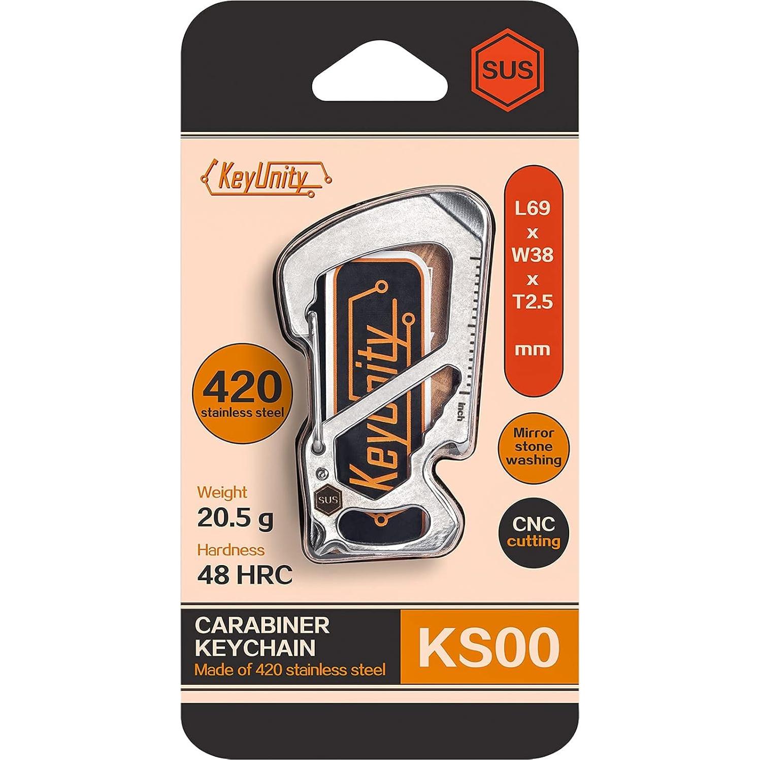 Multiherramienta Clip Carabiner KeyUnity KS00 Acero Inoxidable 7 en 1