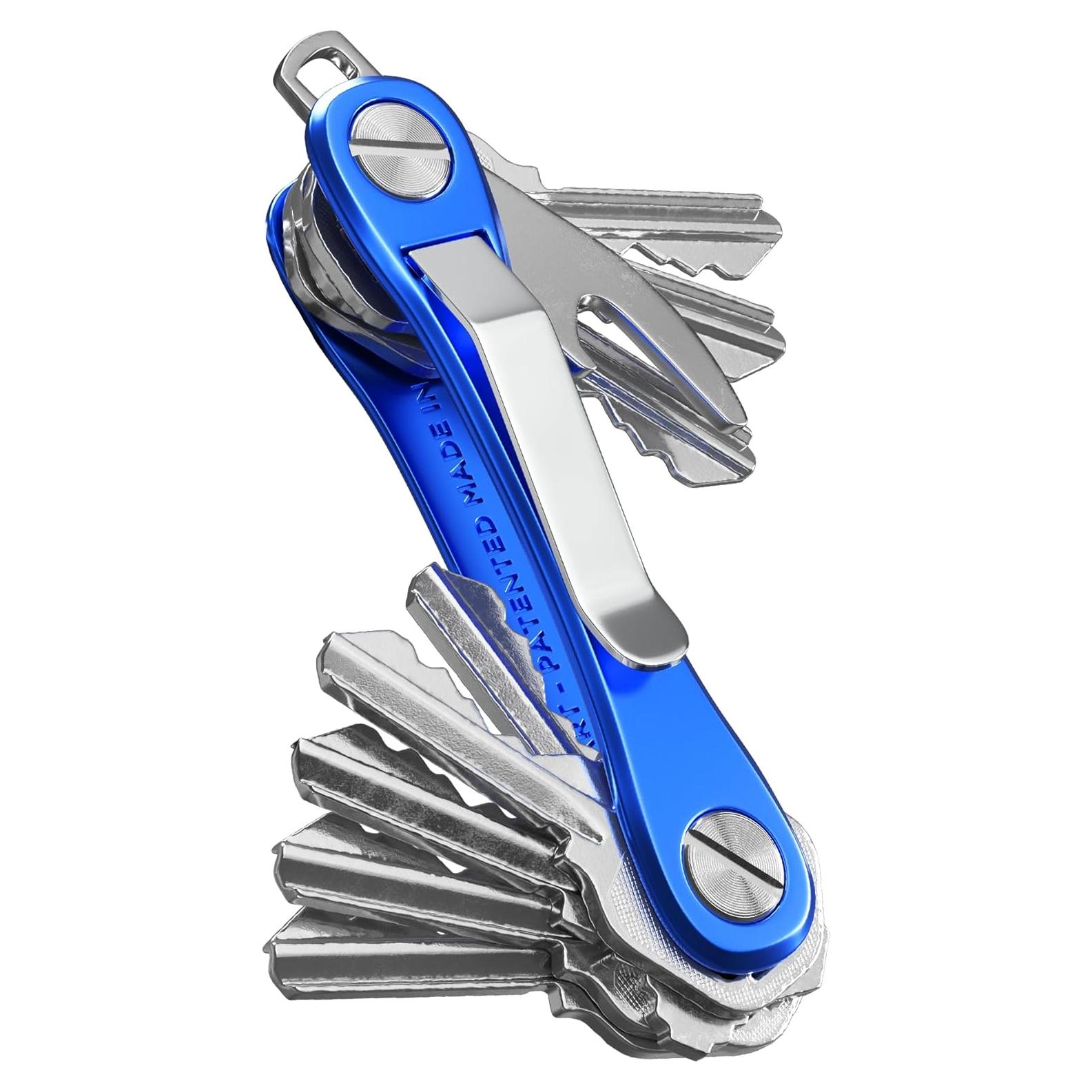 KeySmart Rugged - Organizador de llaves EDC azul, 14 llaves