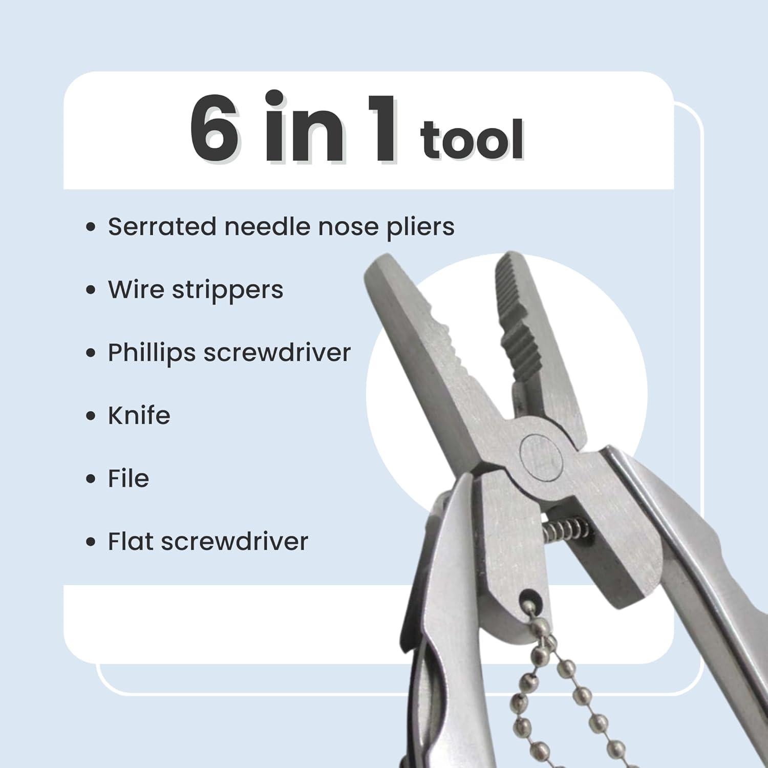 Mini Multitool Gadgetime USA 6 en 1 - Alicate, Destornillador y Más