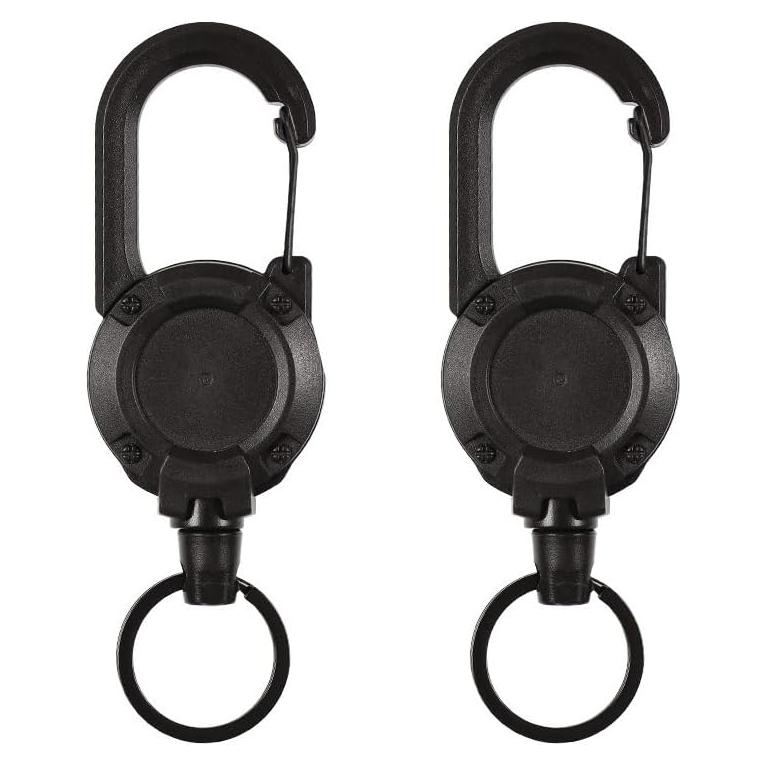 Cinta Retráctil Portabotones HENYOUECS 60 cm Negro - Paquete de 2