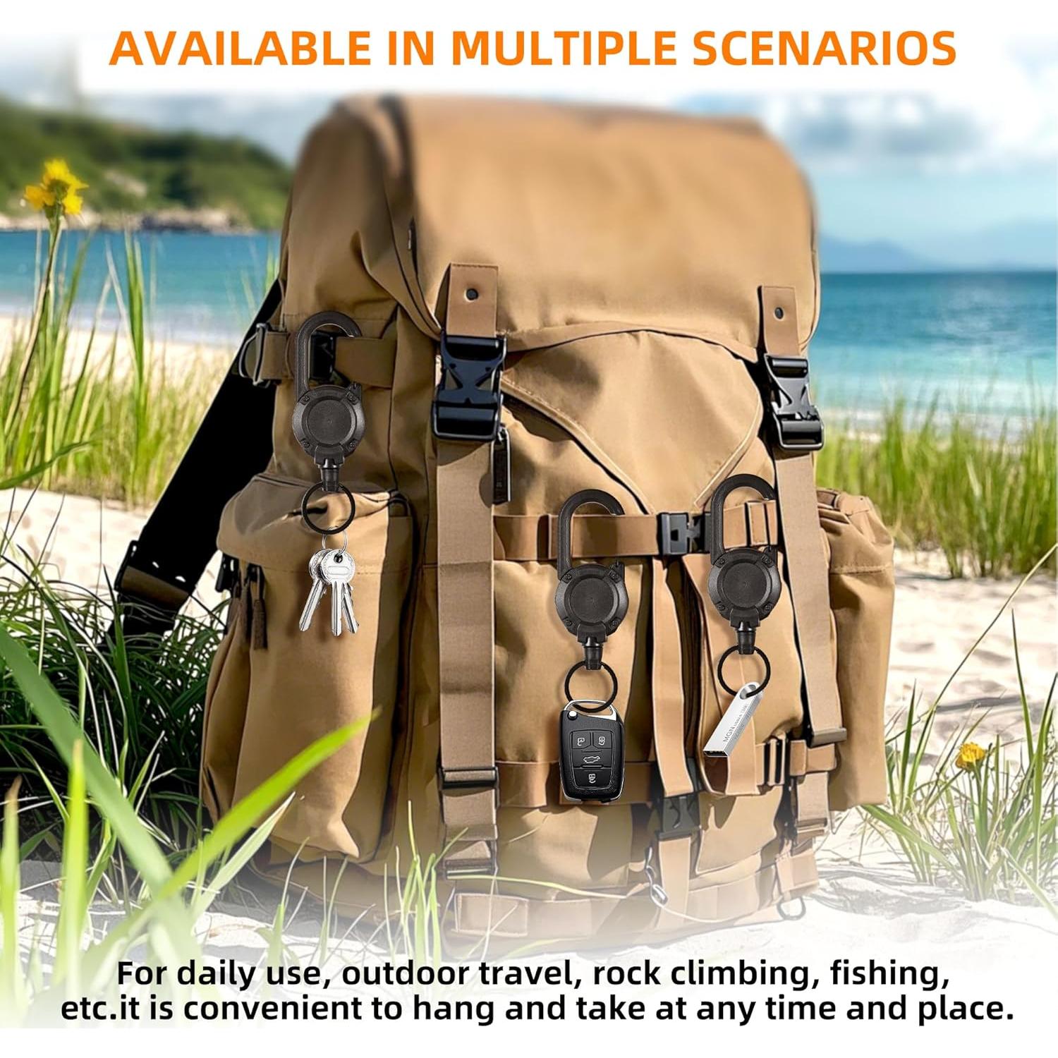 Cinta Retráctil Portabotones HENYOUECS 60 cm Negro - Paquete de 2