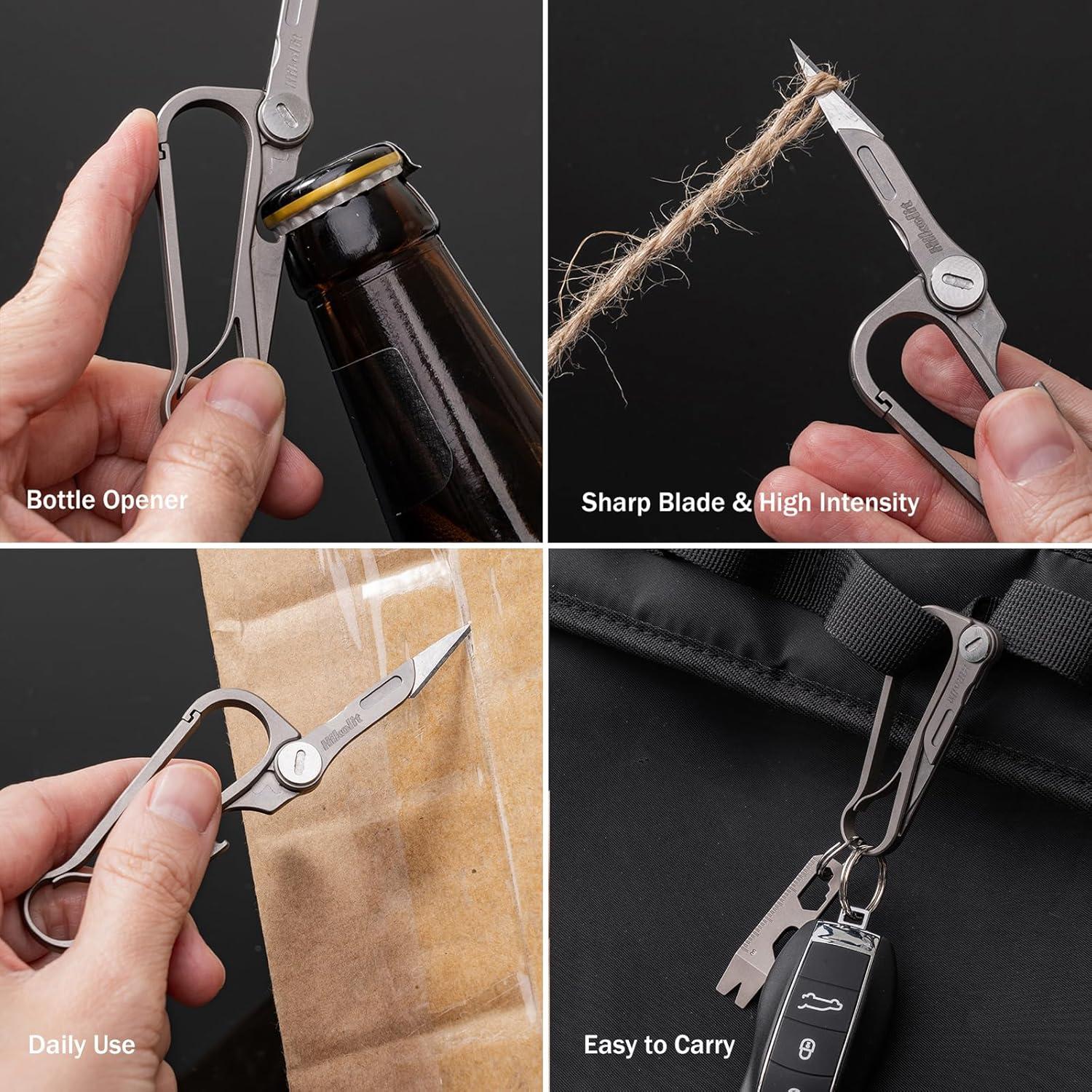 Llave Multifuncional EDC Hikolit de Titanio con Cuchillo y Abrebotellas