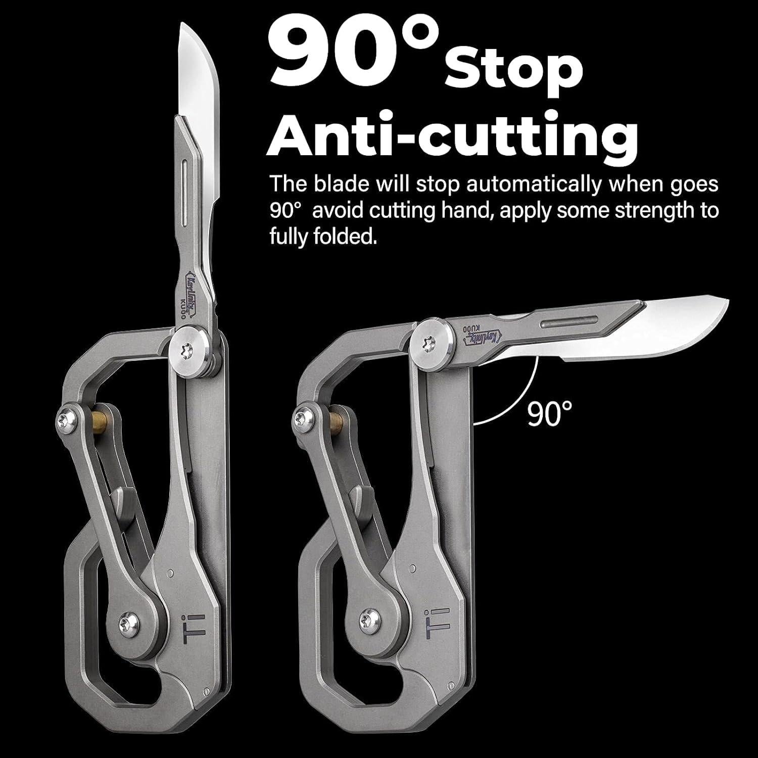 Mosquetón de Titanio KeyUnity KU00 con Cuchillo Plegable EDC