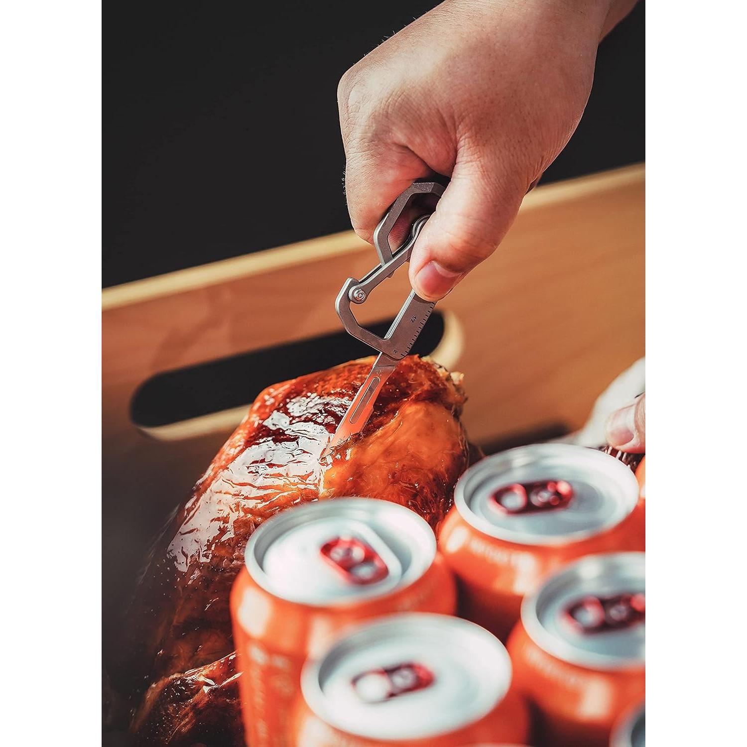 Mosquetón de Titanio KeyUnity KU00 con Cuchillo Plegable EDC