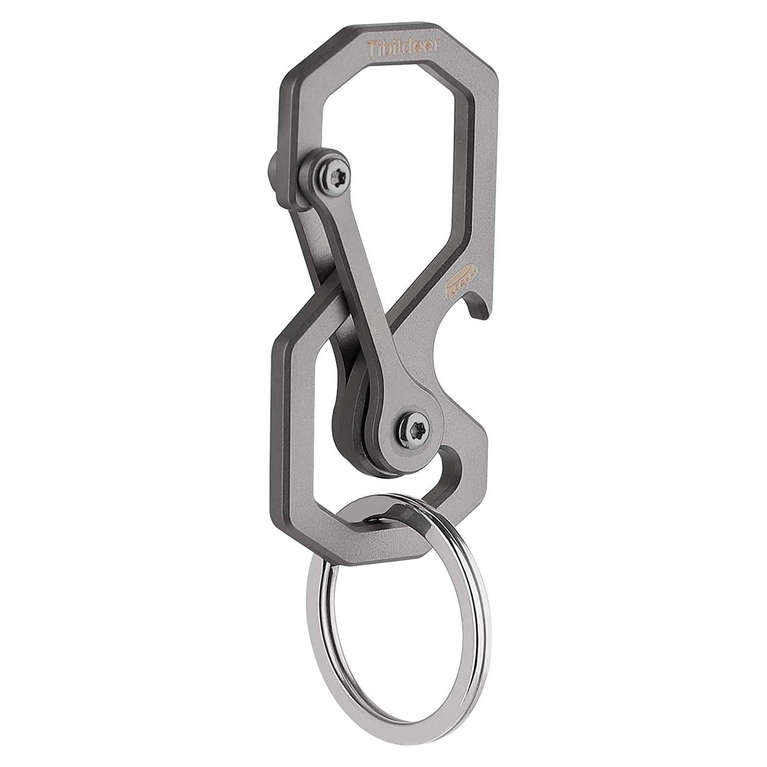 Llave de Titanio Multifuncional Clip Carabiner Gris EDC