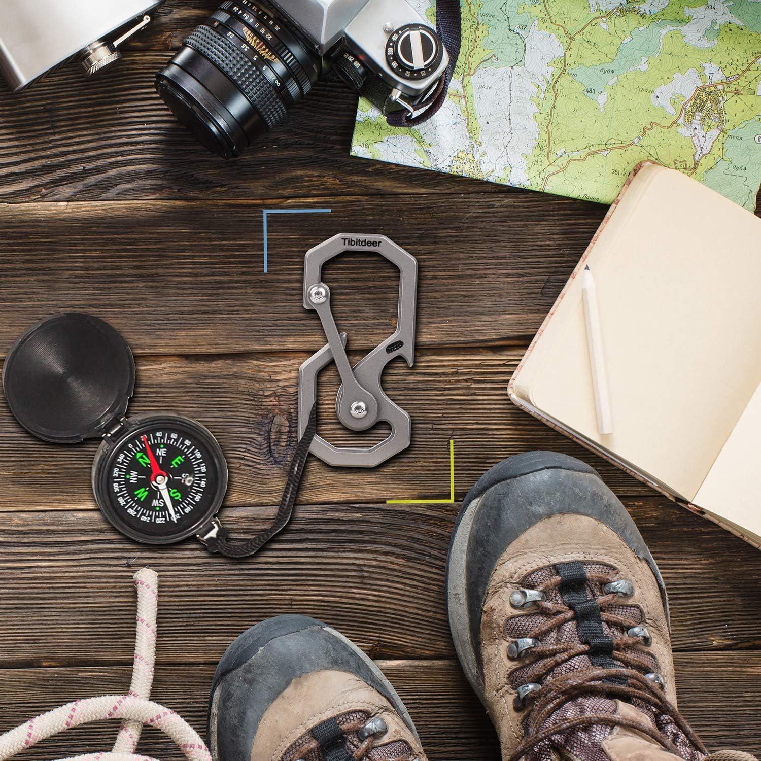 Llave de Titanio Multifuncional Clip Carabiner Gris EDC