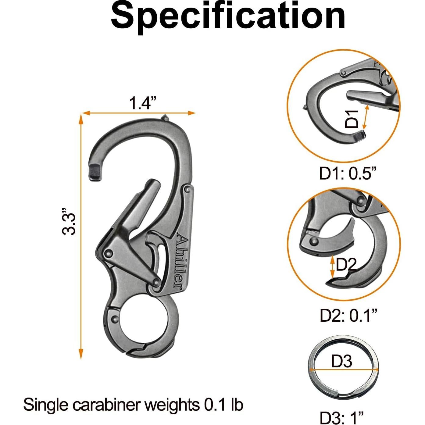 Clip de Llavero Mosquetón Ahiller DJK-QS Doble Bloqueo Acero